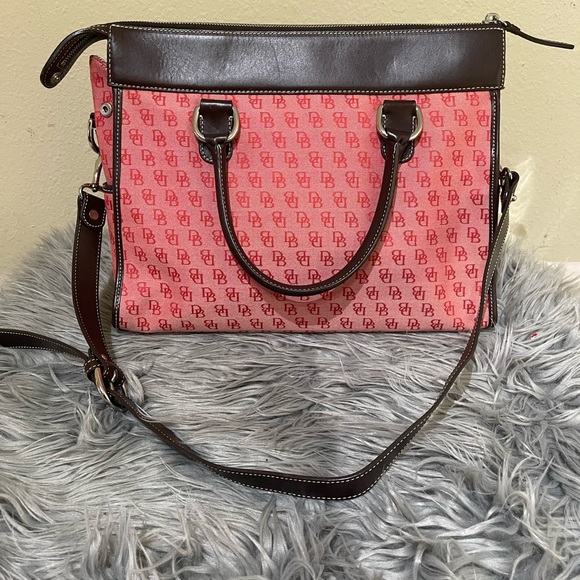 Dooney & Bourke Vintage Satchel Red Logo Fabric Print - Picture 2 of 12